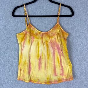 Lucky Brand Yellow Orange Tie Dye 100% Silk Camisole Size Small